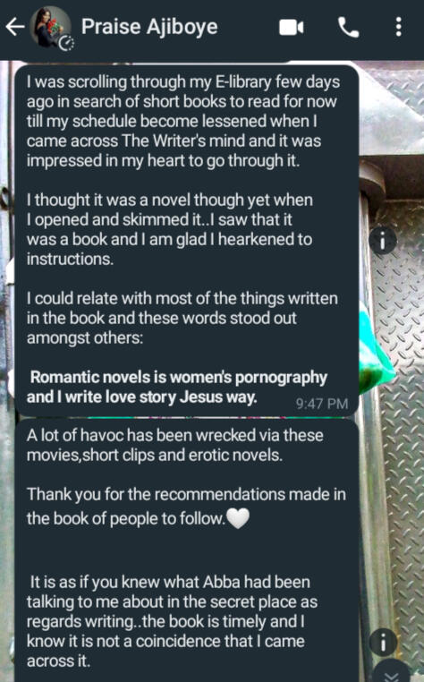 Testimonial Of 'The Writer's Mind' By Praise Ajiboye