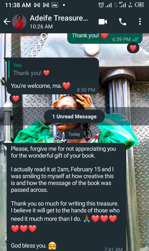 Testimonial Of 'Somebody's Son Loves Me' By Adeife Treasure Fagbola