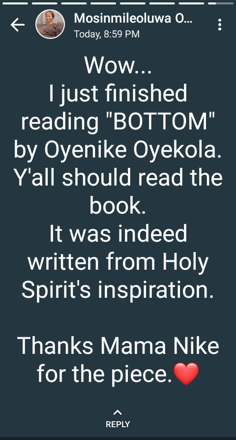 Testimonial Of 'Bottom' By Mosinmileoluwa Owosanya